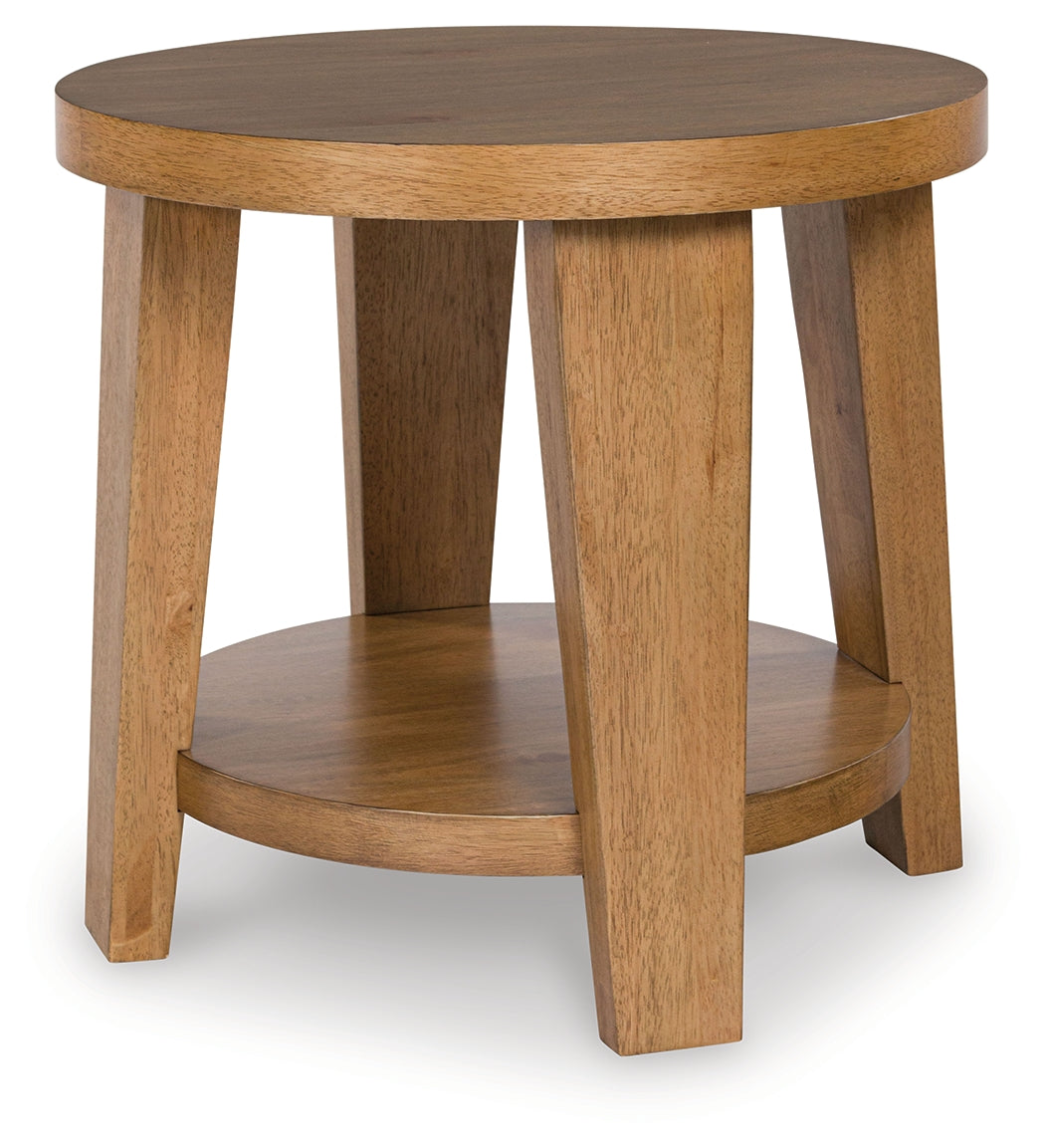 Kristiland Coffee Table with 2 End Tables in Light Brown from Ashley Furniture - Luna Furniture
