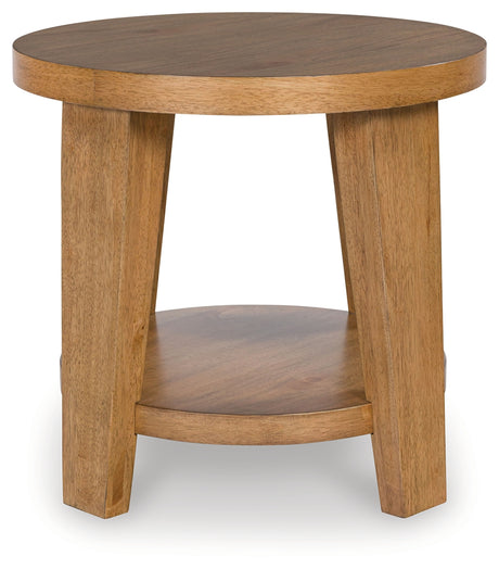 Kristiland Coffee Table with 2 End Tables in Light Brown from Ashley - Luna Furniture