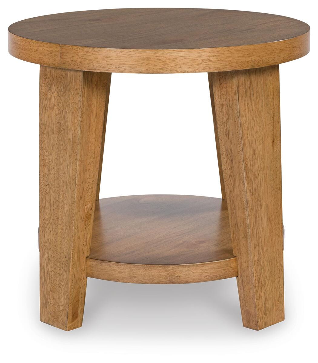 Kristiland Coffee Table with 2 End Tables in Light Brown from Ashley Furniture - Luna Furniture