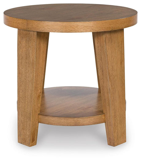 Kristiland Coffee Table with 2 End Tables in Light Brown from Ashley - Luna Furniture