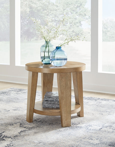 Kristiland Coffee Table with 2 End Tables in Light Brown from Ashley - Luna Furniture