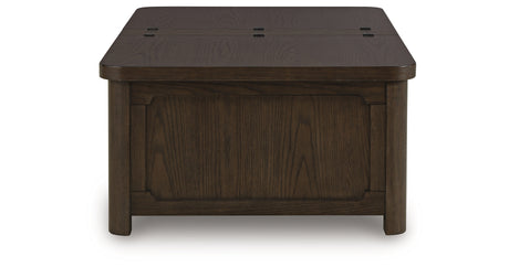 Breckington Dark Brown Coffee Table With Storage from Ashley - Luna Furniture