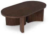 Korestone Dark Brown Coffee Table and 2 End Tables from Ashley - Luna Furniture