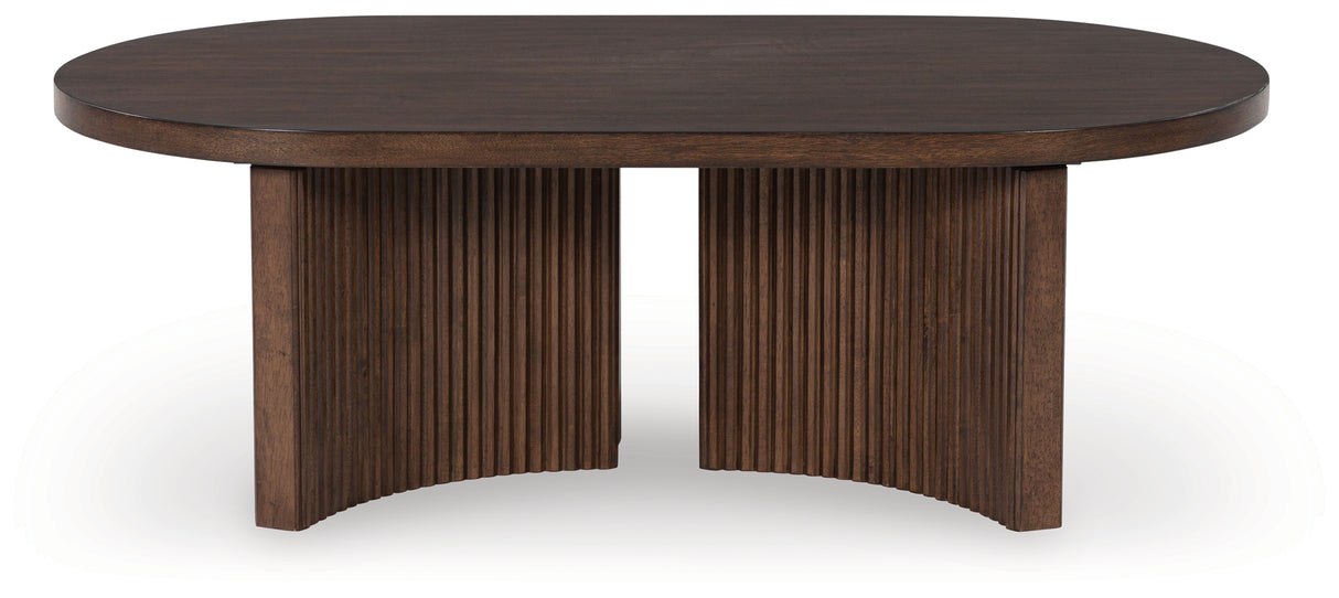 Korestone Dark Brown Coffee Table and 2 End Tables from Ashley - Luna Furniture