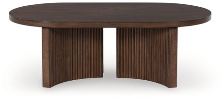 Korestone Dark Brown Coffee Table and 2 End Tables from Ashley - Luna Furniture