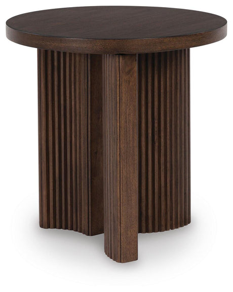 Korestone Dark Brown Coffee Table and 2 End Tables from Ashley - Luna Furniture