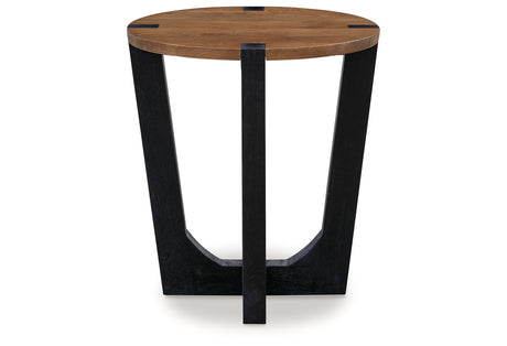 Hanneforth Brown/Black End Table from Ashley - Luna Furniture