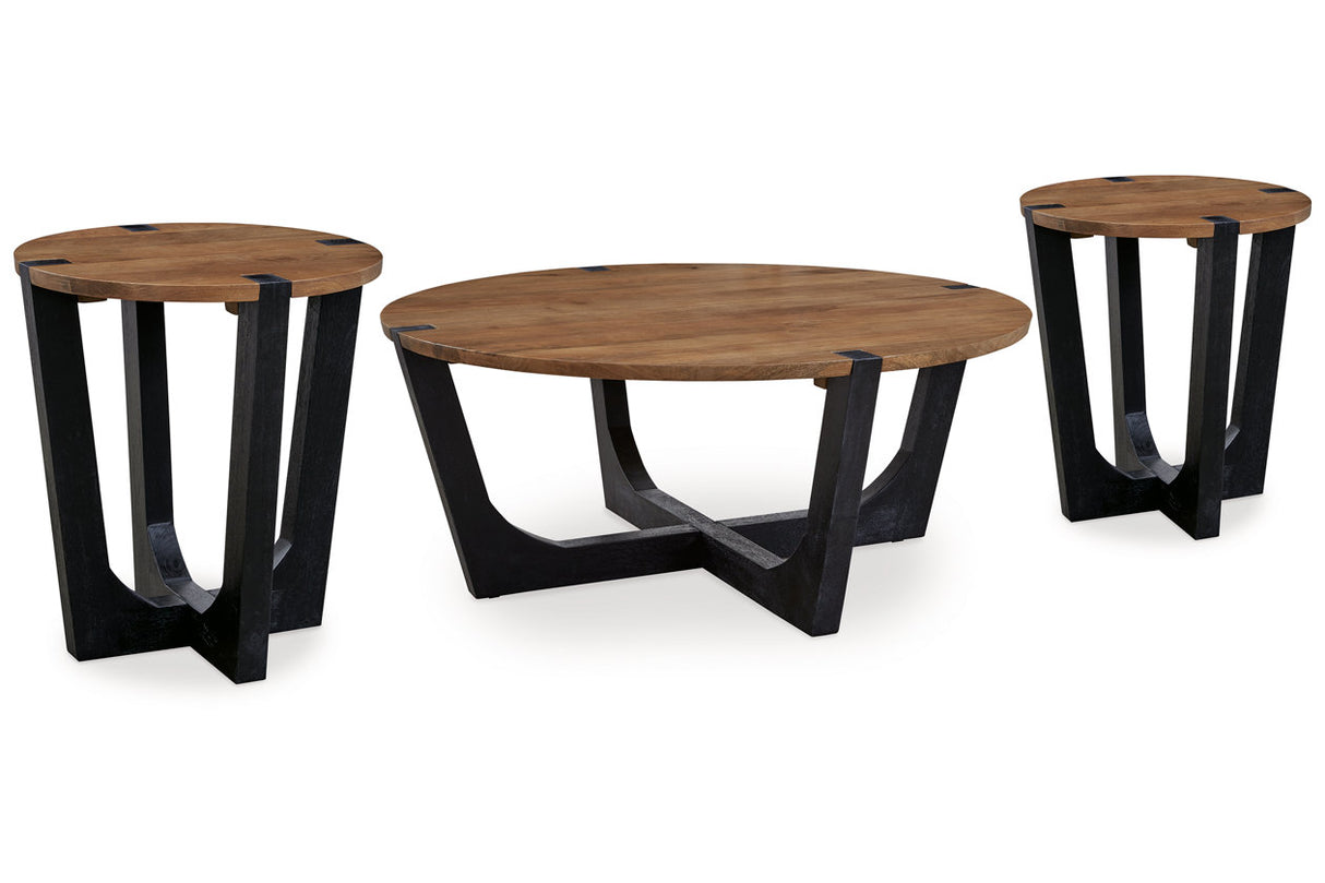 Hanneforth Brown/Black Coffee Table and 2 End Tables from Ashley - Luna Furniture