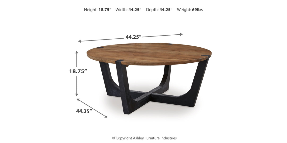 Hanneforth Coffee Table with 1 End Table in Brown/Black from Ashley Furniture - Luna Furniture