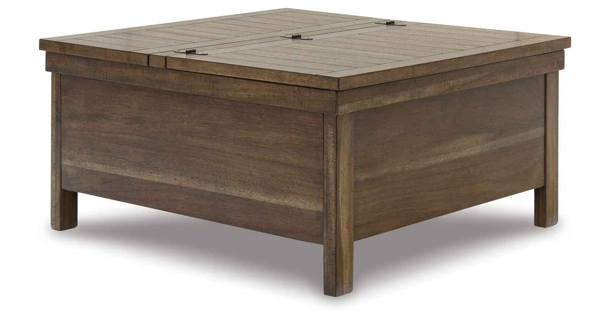 Moriville Grayish Brown Lift-top Coffee Table and 2 End Tables from Ashley Furniture - Luna Furniture