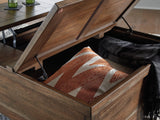 Moriville Grayish Brown Lift-top Coffee Table and 2 End Tables from Ashley Furniture - Luna Furniture