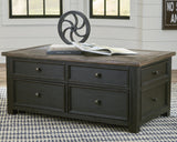 Tyler Creek Grayish Brown/Black Coffee Table with Lift Top from Ashley - Luna Furniture