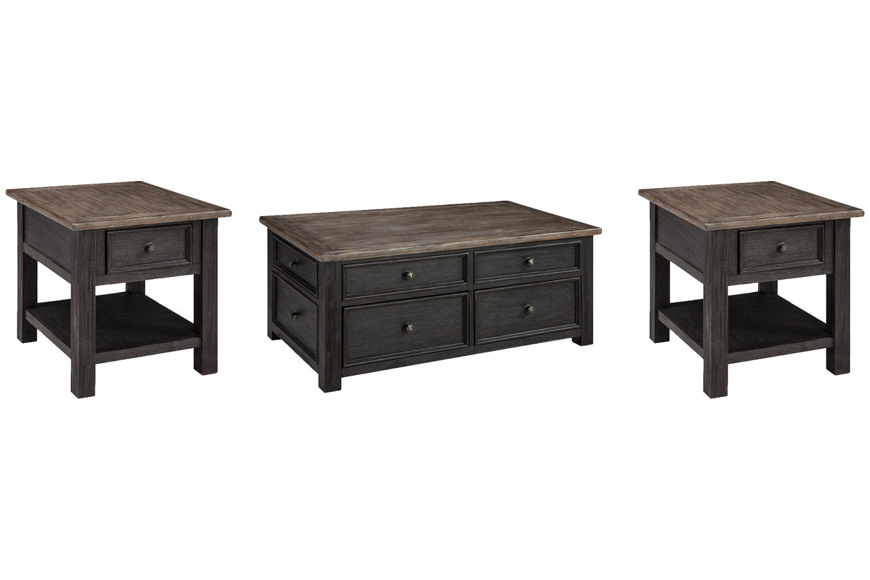 Tyler Creek Grayish Brown/Black Coffee Table and 2 End Tables from Ashley - Luna Furniture