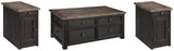 Tyler Creek Coffee Table with 2 End Tables in Grayish Brown/Black from Ashley - Luna Furniture