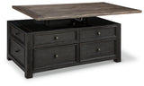 Tyler Creek Grayish Brown/Black Coffee Table and 2 End Tables with Console from Ashley - Luna Furniture