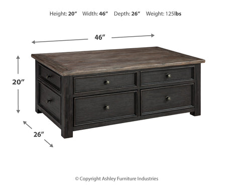 Tyler Creek Coffee Table with 2 End Tables in Grayish Brown/Black from Ashley - Luna Furniture