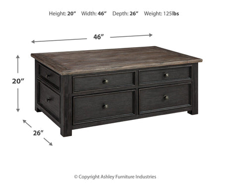 Tyler Creek Grayish Brown/Black Coffee Table with Lift Top from Ashley - Luna Furniture