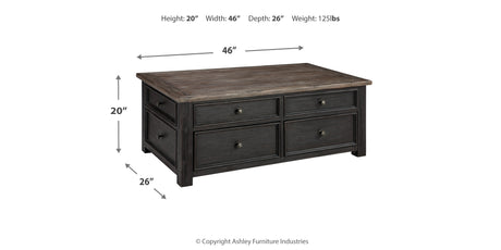 Tyler Creek Grayish Brown/Black Coffee Table with Lift Top from Ashley - Luna Furniture
