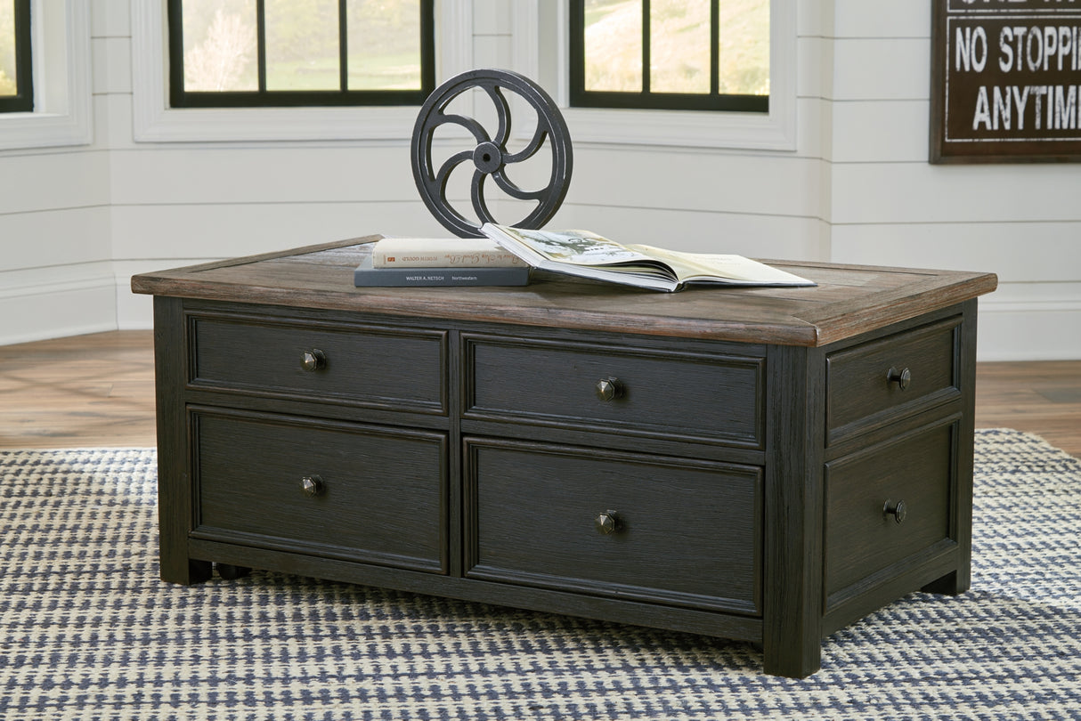 Tyler Creek Grayish Brown/Black Coffee Table with Lift Top from Ashley - Luna Furniture
