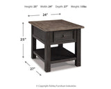 Tyler Creek Grayish Brown/Black End Table from Ashley - Luna Furniture