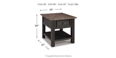 Tyler Creek Grayish Brown/Black End Table from Ashley - Luna Furniture