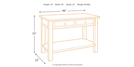Tyler Creek Grayish Brown/Black Sofa/Console Table from Ashley - Luna Furniture
