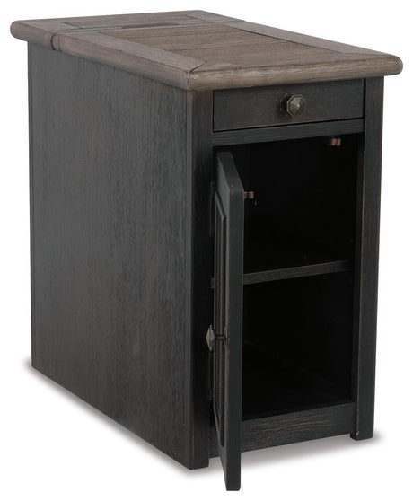 Tyler Creek Grayish Brown/Black Chairside End Table with USB Ports & Outlets from Ashley - Luna Furniture