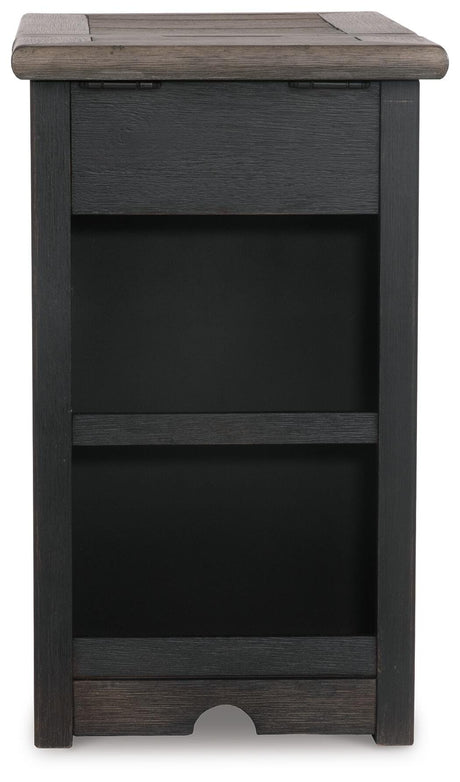 Tyler Creek Grayish Brown/Black Chairside End Table with USB Ports & Outlets from Ashley - Luna Furniture