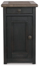 Tyler Creek Grayish Brown/Black Chairside End Table with USB Ports & Outlets from Ashley - Luna Furniture