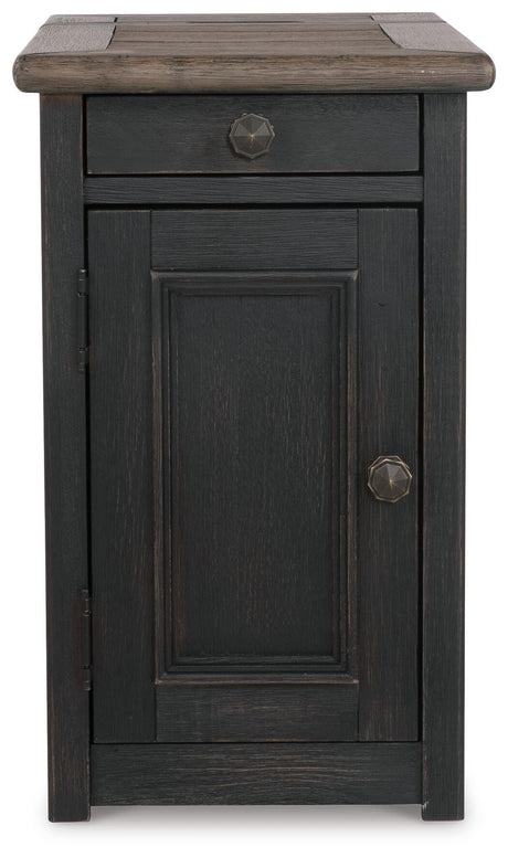 Tyler Creek Grayish Brown/Black Chairside End Table with USB Ports & Outlets from Ashley - Luna Furniture