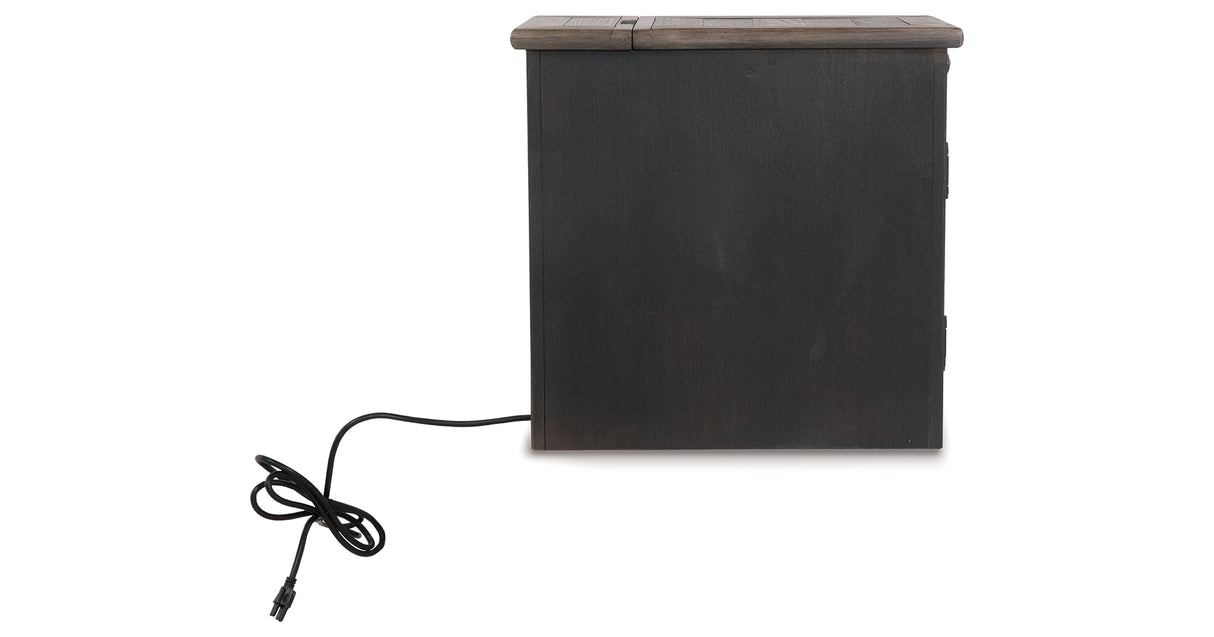 Tyler Creek Grayish Brown/Black Chairside End Table with USB Ports & Outlets from Ashley - Luna Furniture