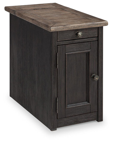 Tyler Creek Grayish Brown/Black Chairside End Table with USB Ports & Outlets from Ashley - Luna Furniture