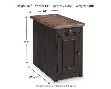 Tyler Creek Grayish Brown/Black Chairside End Table with USB Ports & Outlets from Ashley - Luna Furniture