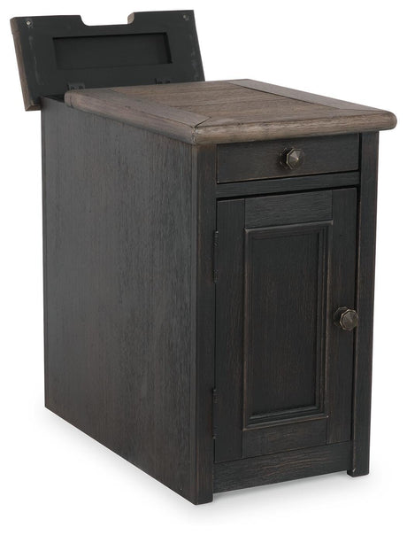 Tyler Creek Grayish Brown/Black Chairside End Table with USB Ports & Outlets from Ashley - Luna Furniture