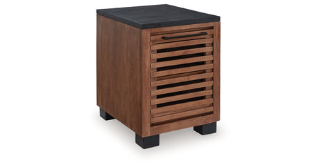 Kallari Warm Brown/Black Chairside End Table from Ashley - Luna Furniture