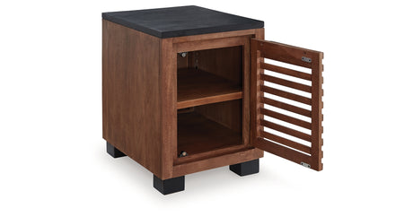 Kallari Warm Brown/Black Chairside End Table from Ashley - Luna Furniture