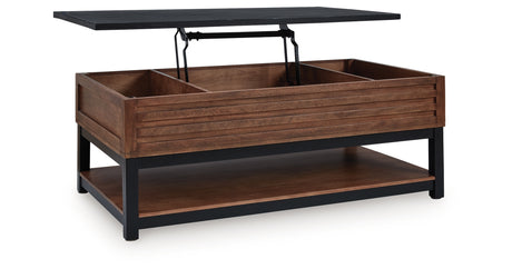 Kallari Warm Brown/Black Lift-Top Coffee Table from Ashley Furniture - Luna Furniture