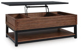 Kallari Warm Brown/Black Lift-Top Coffee Table and 2 End Tables from Ashley - Luna Furniture