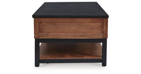 Kallari Warm Brown/Black Lift-Top Coffee Table from Ashley Furniture - Luna Furniture