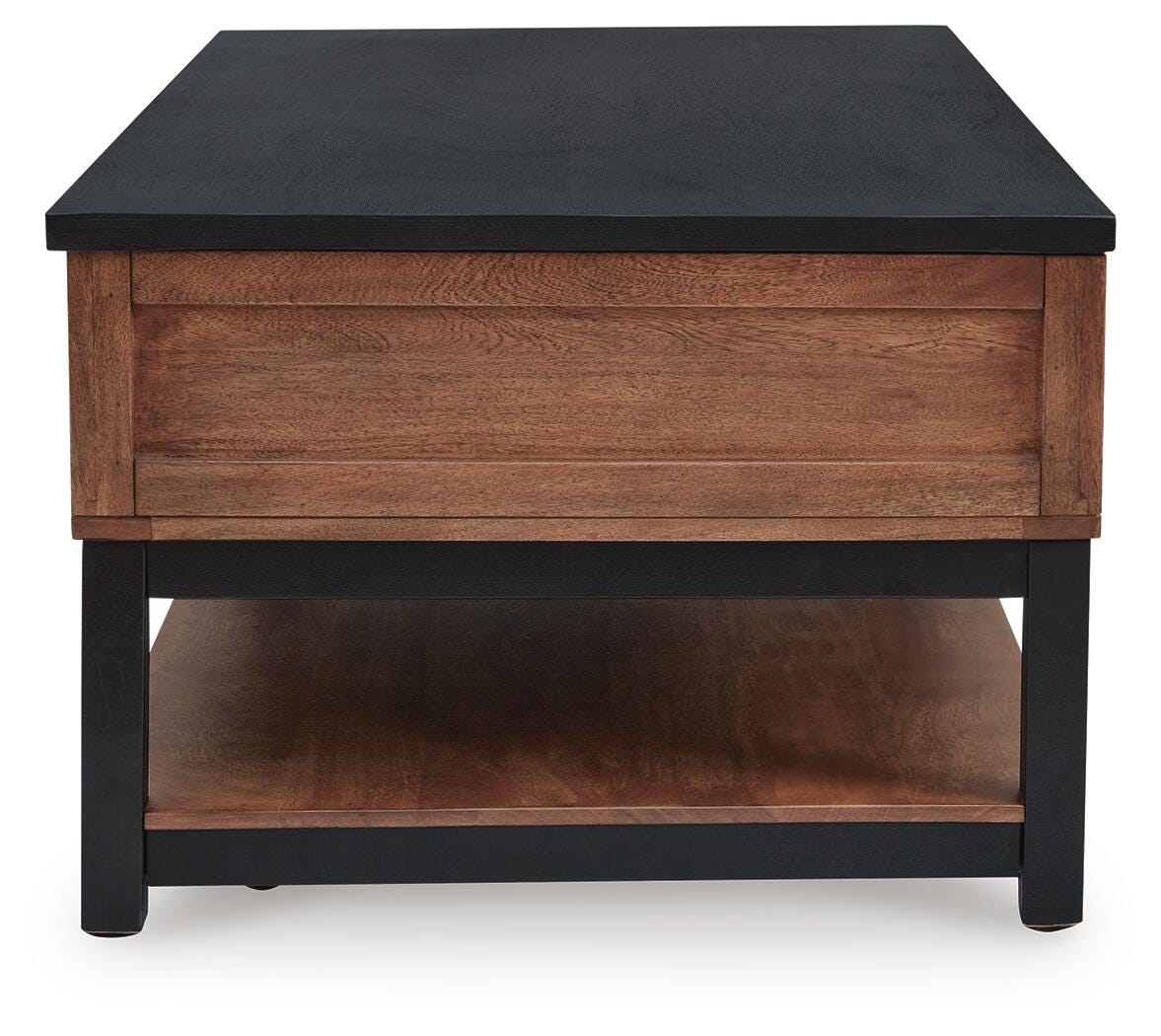 Kallari Warm Brown/Black Lift-Top Coffee Table and 2 End Tables from Ashley - Luna Furniture