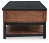 Kallari Warm Brown/Black Lift-Top Coffee Table and 2 End Tables from Ashley - Luna Furniture