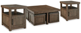 Boardernest Brown Coffee Table and 2 End Tables from Ashley - Luna Furniture