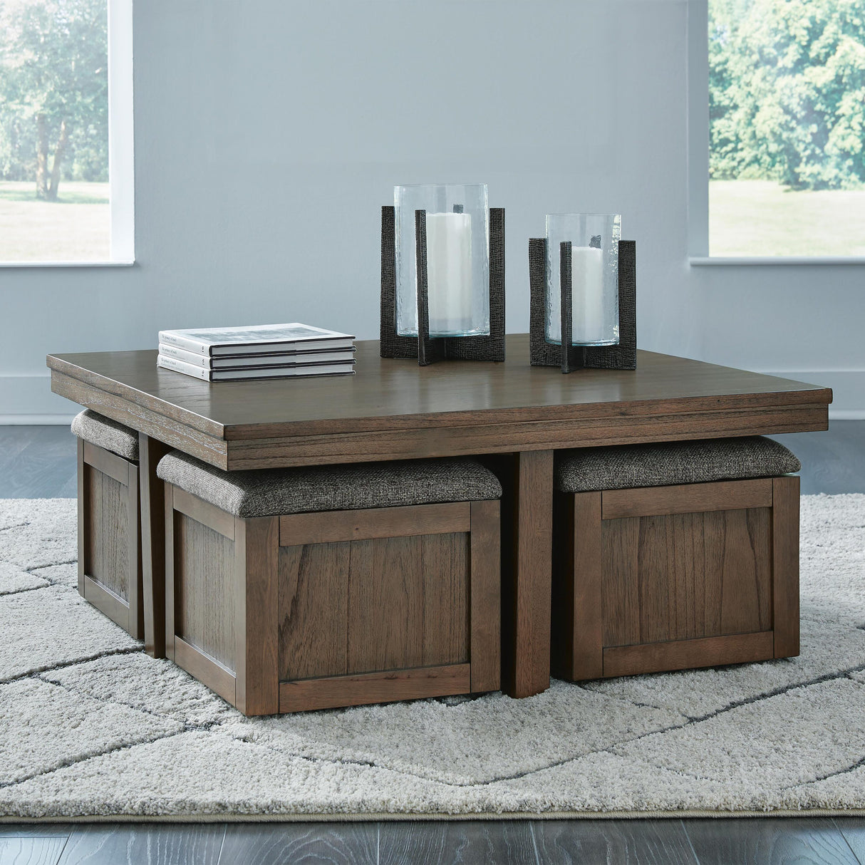 Boardernest Brown Coffee Table with 4 Stools