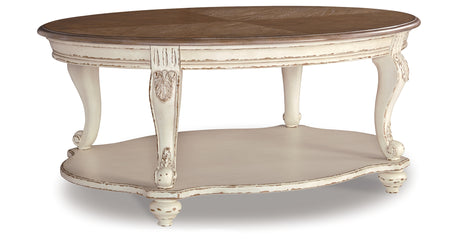 Realyn Coffee Table with 1 End Table in White/Brown from Ashley Furniture - Luna Furniture