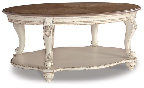 Realyn Coffee Table with 2 End Tables in White/Brown from Ashley - Luna Furniture