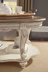 Realyn Coffee Table with 2 End Tables in White/Brown from Ashley Furniture - Luna Furniture