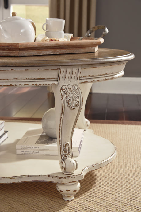 Realyn Coffee Table with 2 End Tables in White/Brown from Ashley Furniture - Luna Furniture