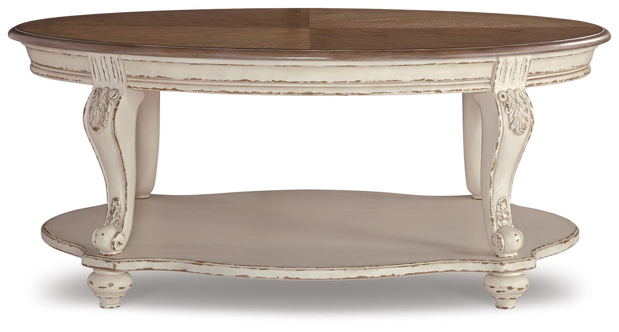 Realyn White/Brown Coffee Table, 2 Ends and Console from Ashley - Luna Furniture