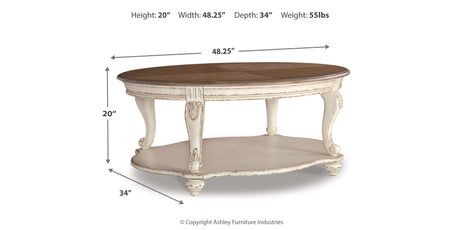 Realyn White/Brown Coffee Table and 2 End Tables from Ashley - Luna Furniture