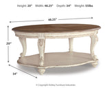 Realyn Coffee Table with 2 End Tables in White/Brown from Ashley Furniture - Luna Furniture